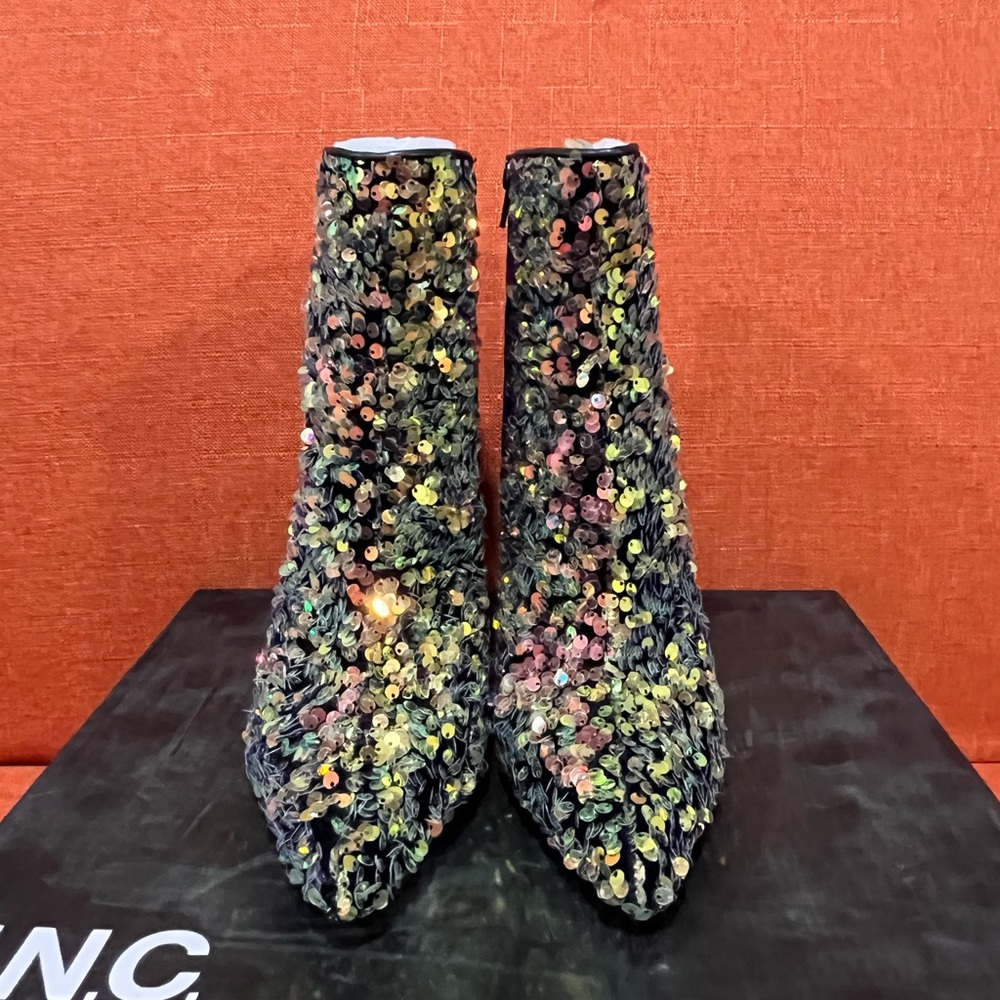 INC International Concepts Gold Sequin Heeled Boots - Picture 8 of 11